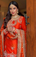 Vibrant Orange suit, contrasting garara, and stylish dupatta