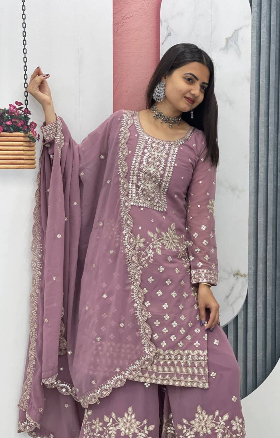 Designer Party Wear Top Plazzo & Dupatta Set👗*