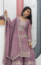 Designer Party Wear Top Plazzo & Dupatta Set👗*