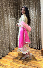 *DESIGNER WEAR EMBROIDERED BOAT NECK TOP WITH TULIP SALWAAR PAIR💝*