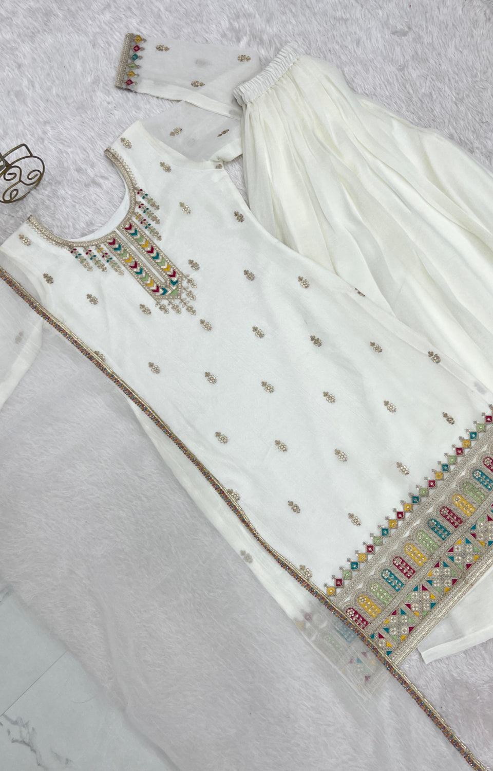 PURE SOFT CRUNCHY SILK FABRIC TOP, SHARARA WITH DUPATTA SET 🌟