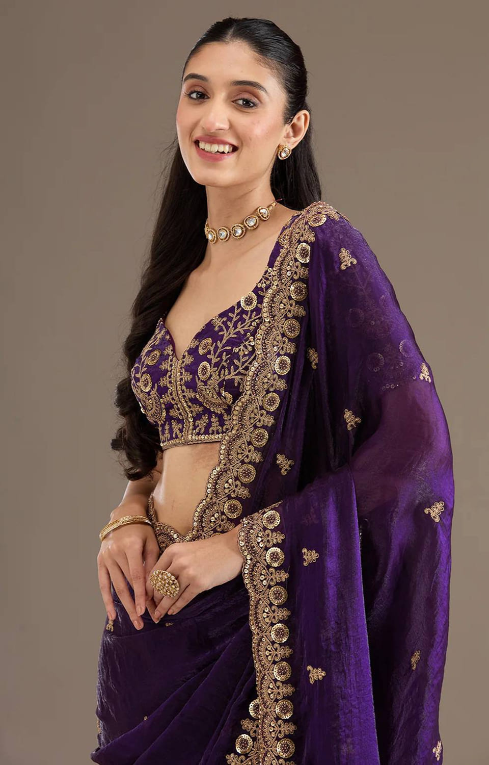 Heavy Fandy Satin Silk Bridal Saree With Fancy Dori Zari & Sequence Work