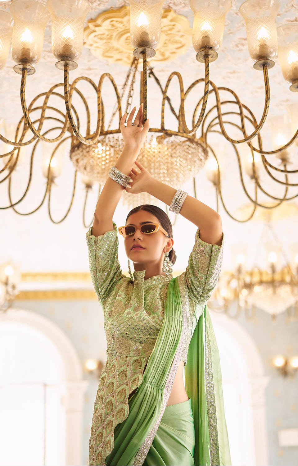 🥻 New Trending Ready-to-Wear Chinon Saree with Fully Embroidered Stylish Blouse 🥻