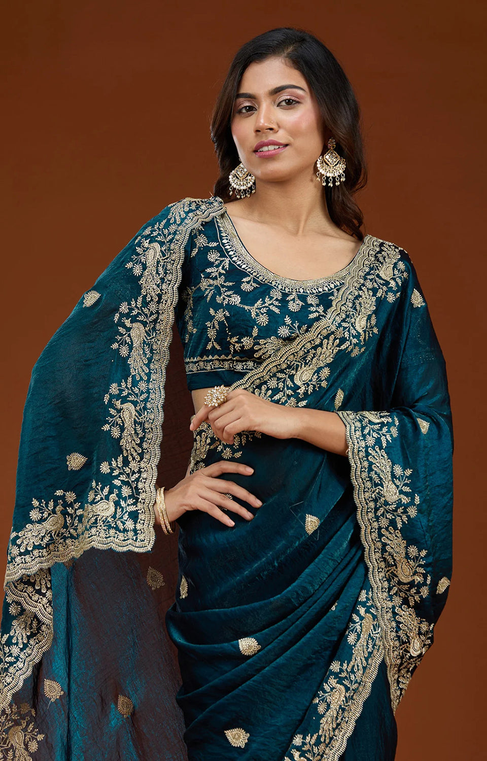 Luxury Fandy Satin Silk Saree with Fancy Cutwork & Zari Blouse