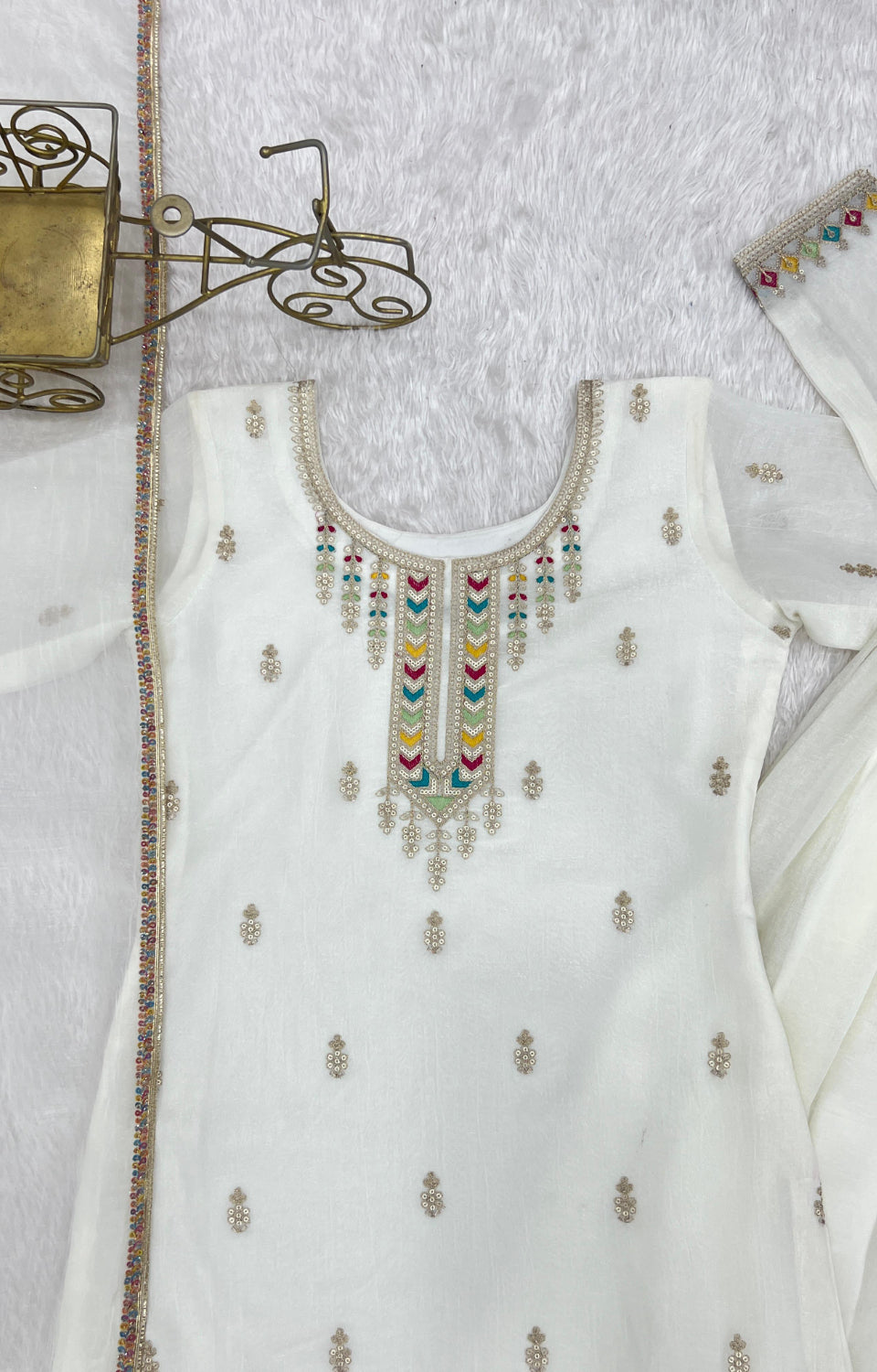 PURE SOFT CRUNCHY SILK FABRIC TOP, SHARARA WITH DUPATTA SET 🌟