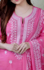 Women Floral Embroidered Kurta with Trousers & Dupatta