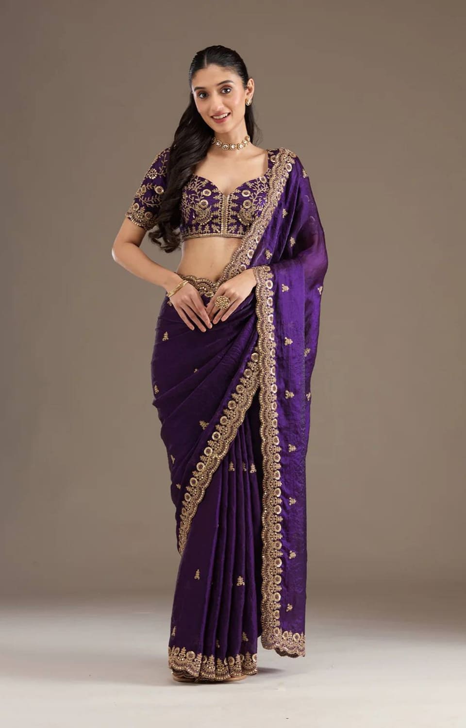Heavy Fandy Satin Silk Bridal Saree With Fancy Dori Zari & Sequence Work
