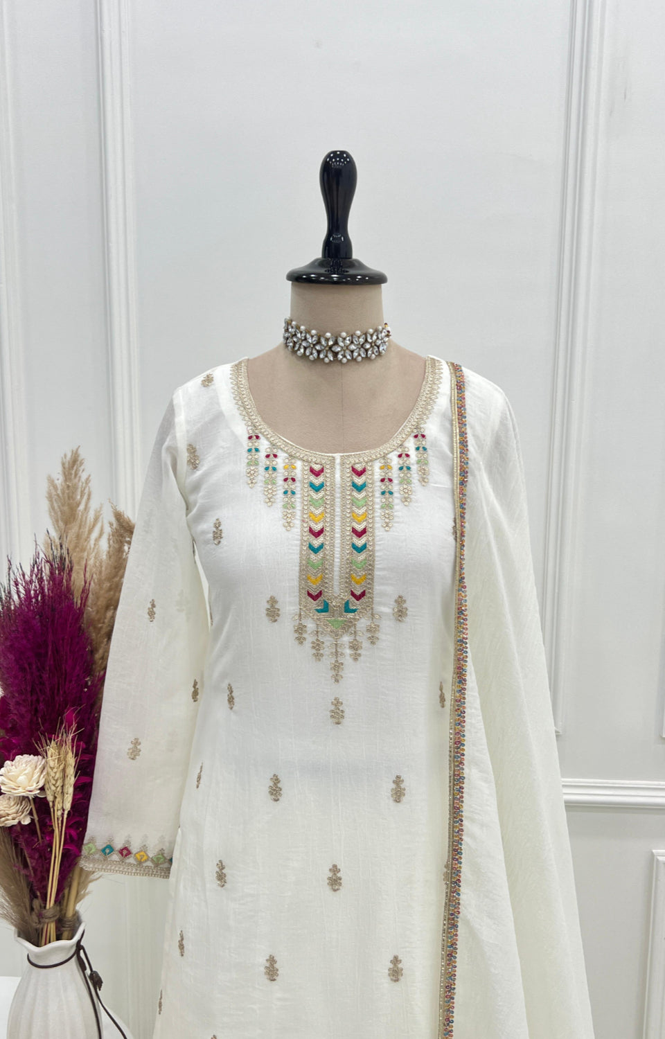 PURE SOFT CRUNCHY SILK FABRIC TOP, SHARARA WITH DUPATTA SET 🌟