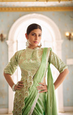 🥻 New Trending Ready-to-Wear Chinon Saree with Fully Embroidered Stylish Blouse 🥻