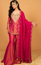 Luxe Pink Embroidered Top-Bottom & Dupatta Set ✨