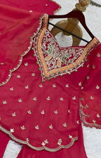 Luxe Pink Embroidered Top-Bottom & Dupatta Set ✨
