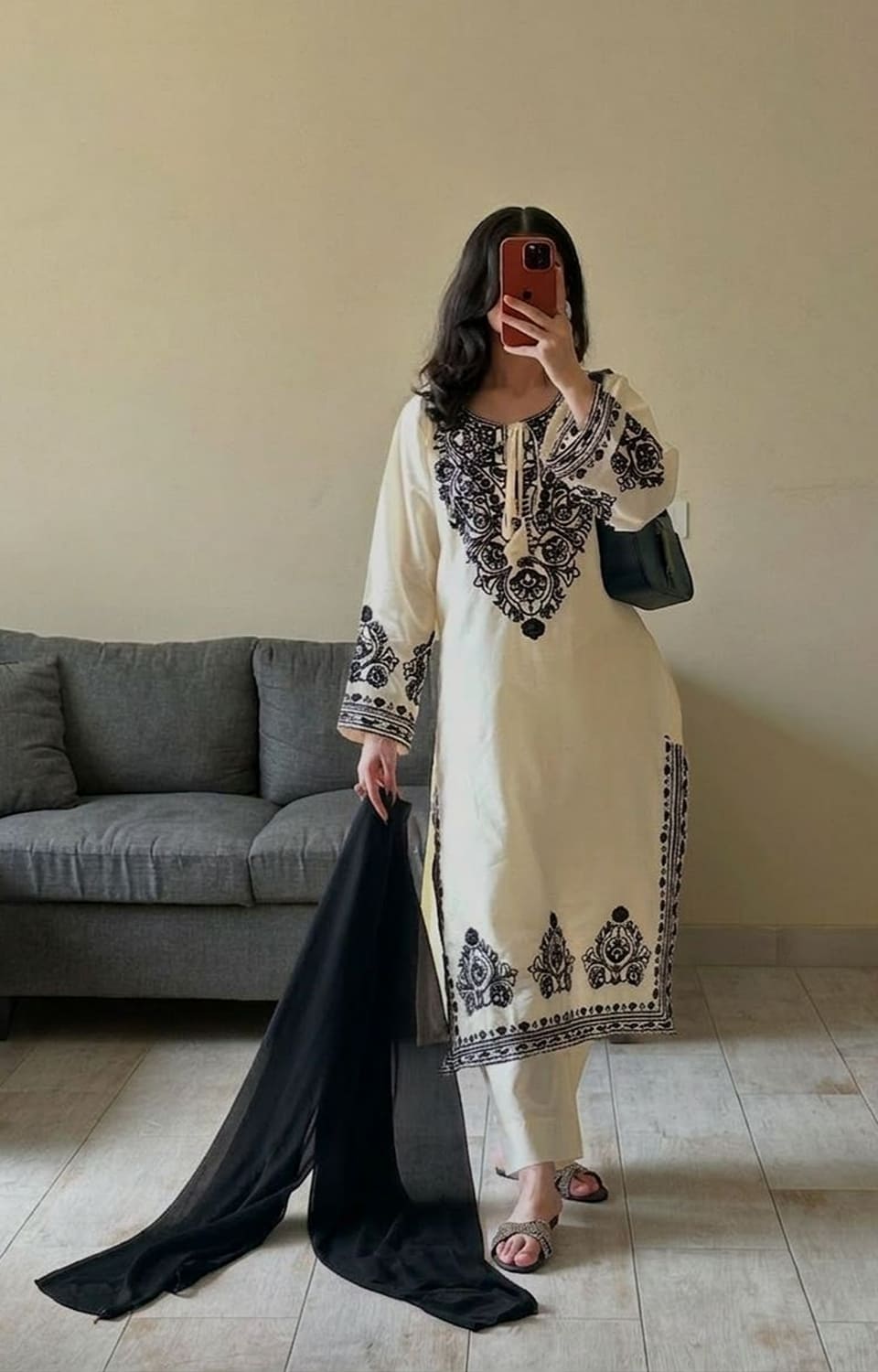 DESIGNER WEAR EXCLUSIVE SUIT IN EMBROIDERED ROMAN SILK FABRIC TOP AND PANT WITH DUPATTA PAIR