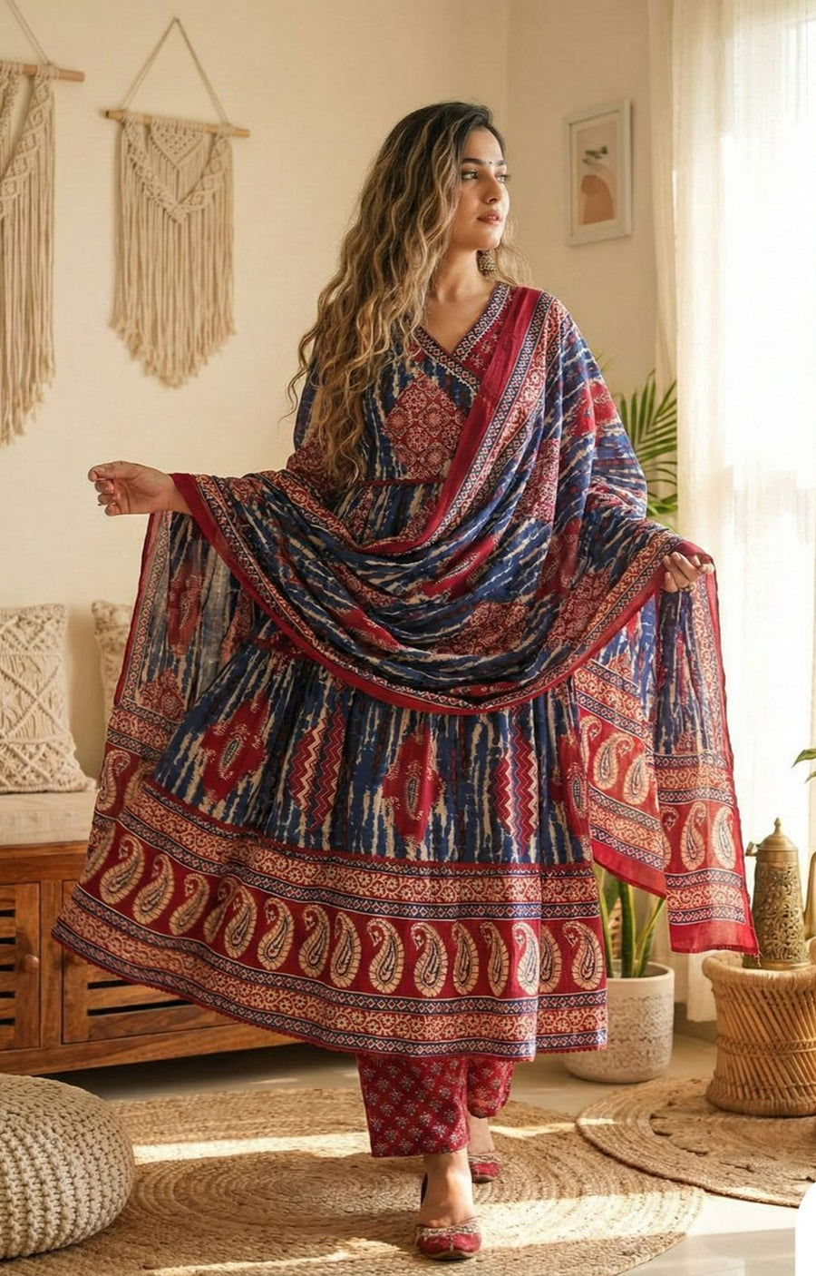 Designer Fine Cotton 3-Piece Suit Set with Hand Embroidery & Dupatta ✨