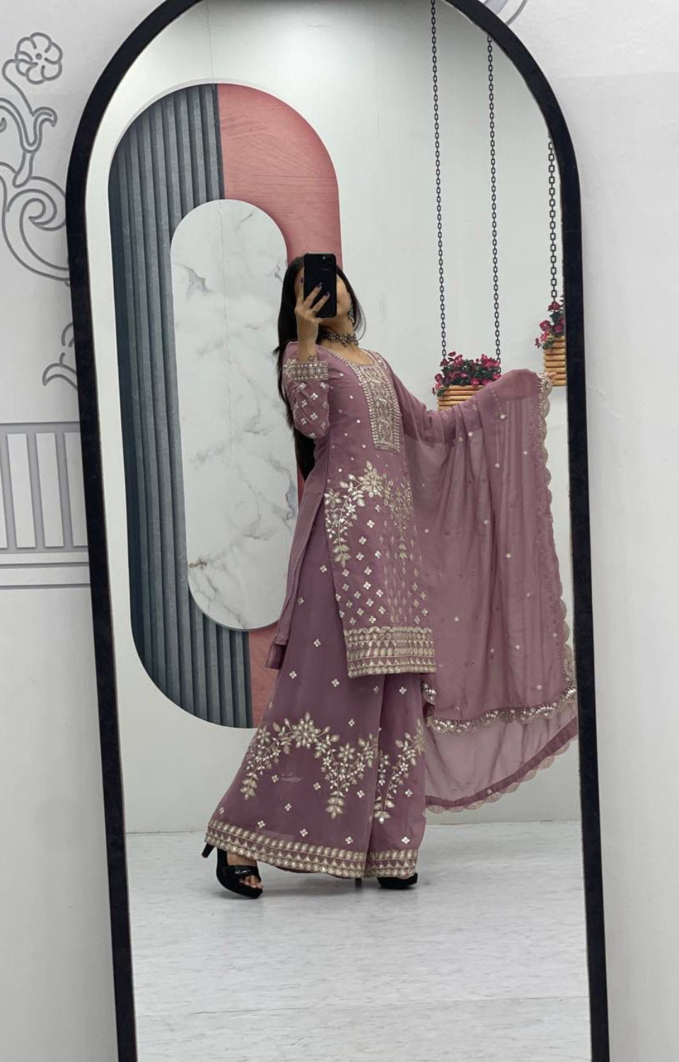 Designer Party Wear Top Plazzo & Dupatta Set👗*