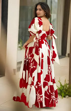 Beautiful Mehandi Floral Print Maxi Dress 🥻