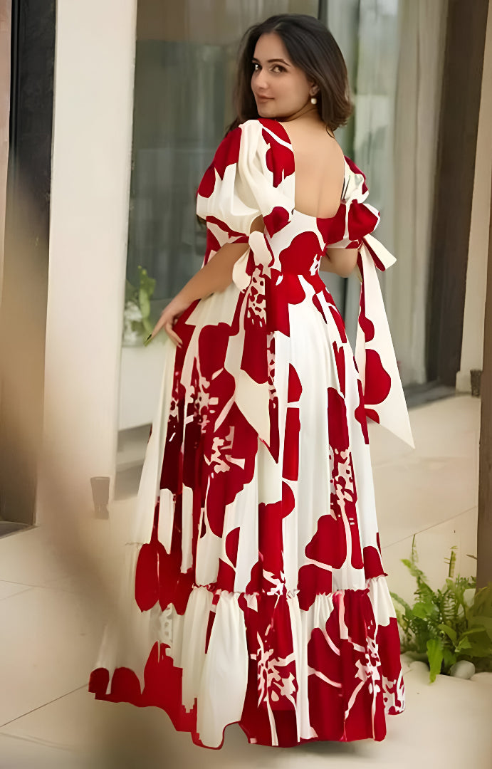 Beautiful Mehandi Floral Print Maxi Dress 🥻