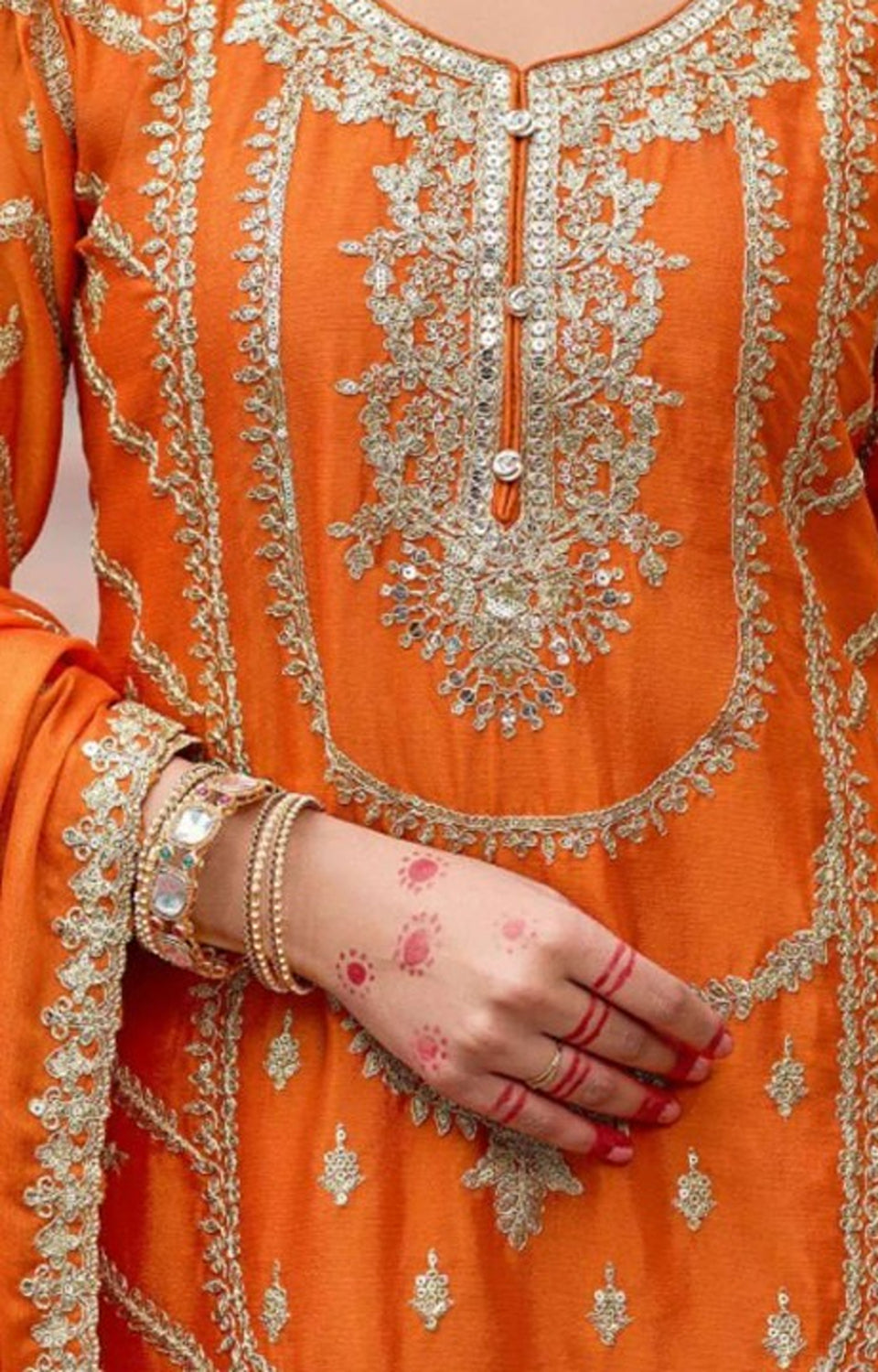 Sunset Glow Bold Orange Top & Pink Sharara Set 🌅