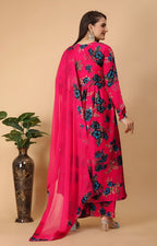 Women Georgette Kurta Palazzo Dupatta Set