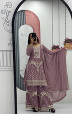 Designer Party Wear Top Plazzo & Dupatta Set👗*