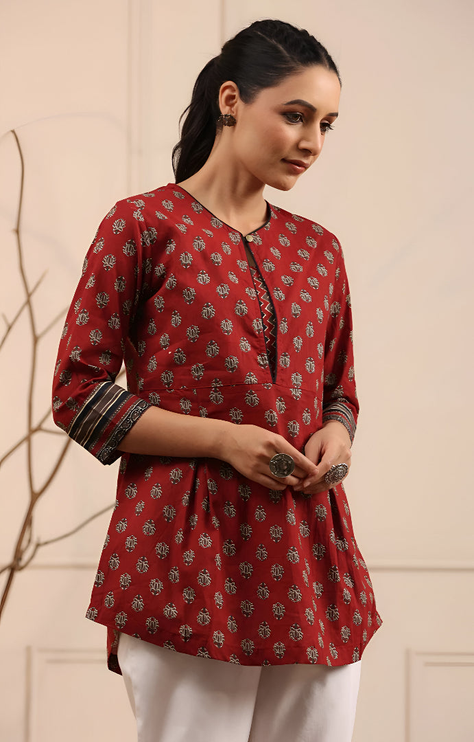 Maroon Short Kurti For Women
