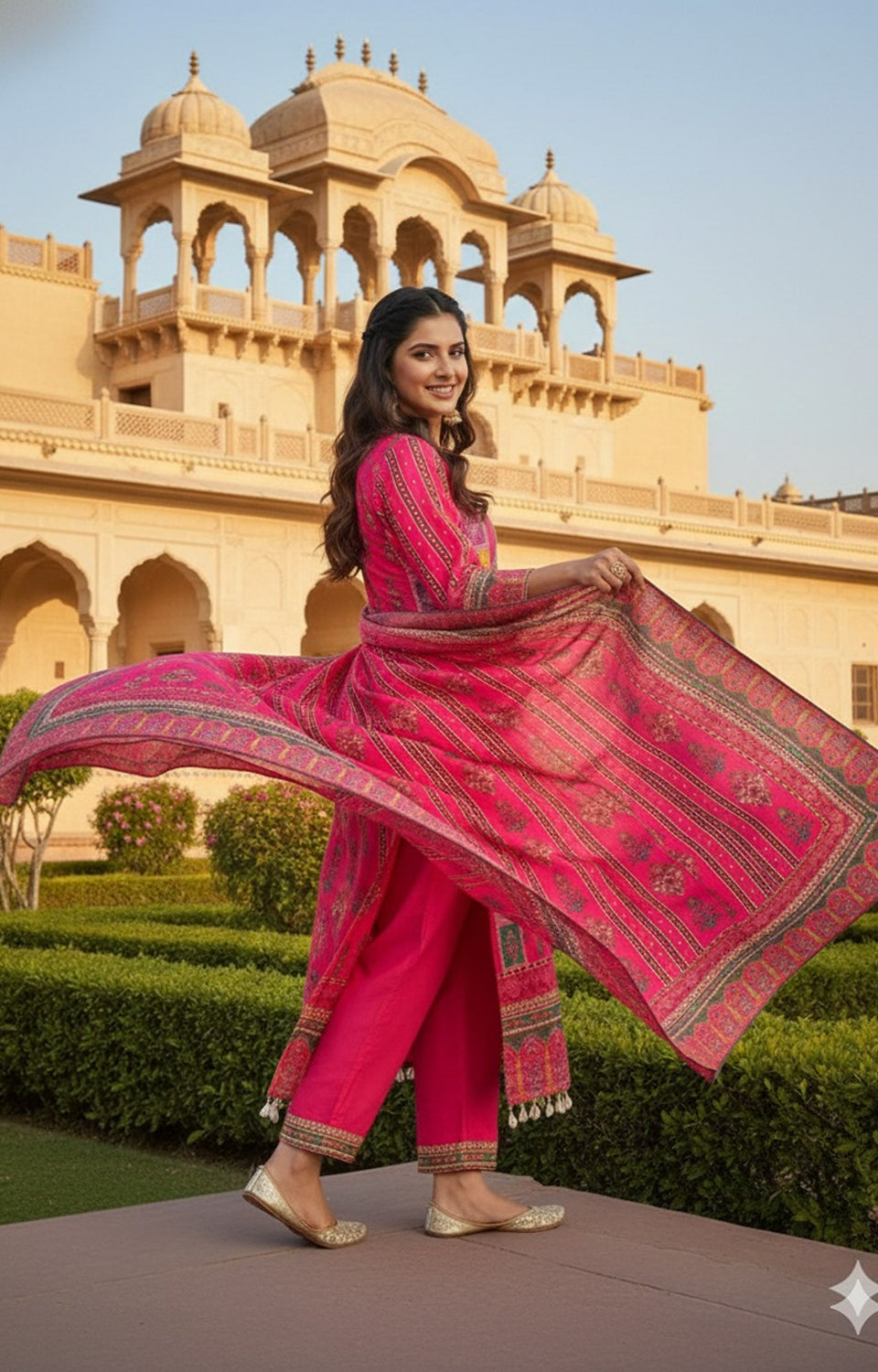 Pink Readymade Suit with Schiffli Mirror & Handwork – Perfect Festive Elegance ✨
