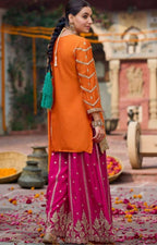 Sunset Glow Bold Orange Top & Pink Sharara Set 🌅