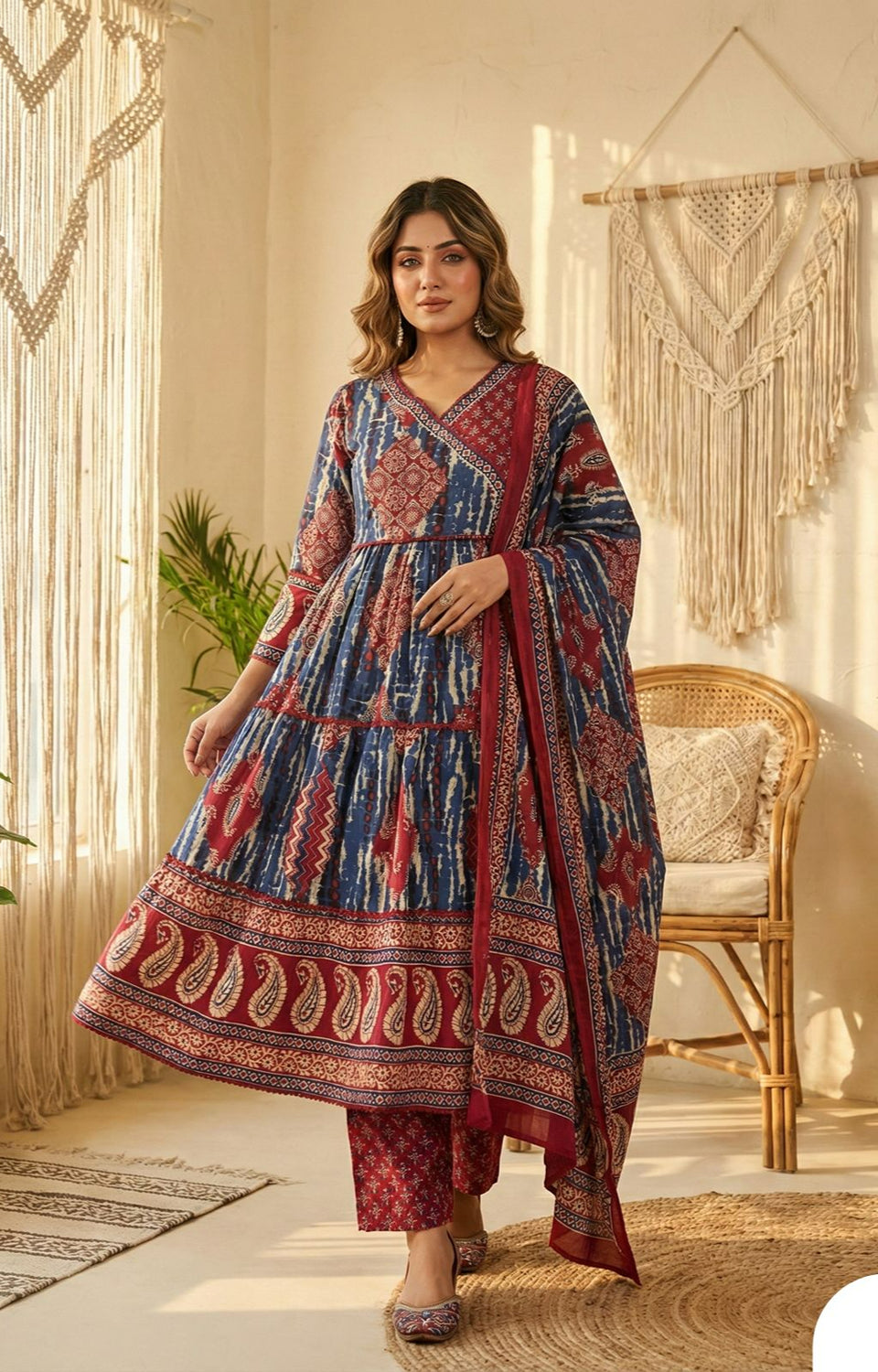 Designer Fine Cotton 3-Piece Suit Set with Hand Embroidery & Dupatta ✨