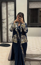 New Super Trending Embroidery Sequence work ready to wear saree with full koti