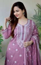 Women Floral Embroidered Kurta with Trousers & Dupatta