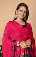 Women Georgette Kurta Palazzo Dupatta Set