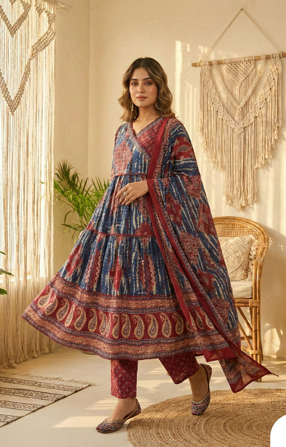 Designer Fine Cotton 3-Piece Suit Set with Hand Embroidery & Dupatta ✨