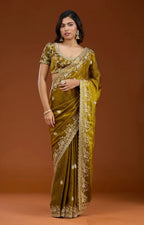 Luxury Fandy Satin Silk Saree with Fancy Cutwork & Zari Blouse