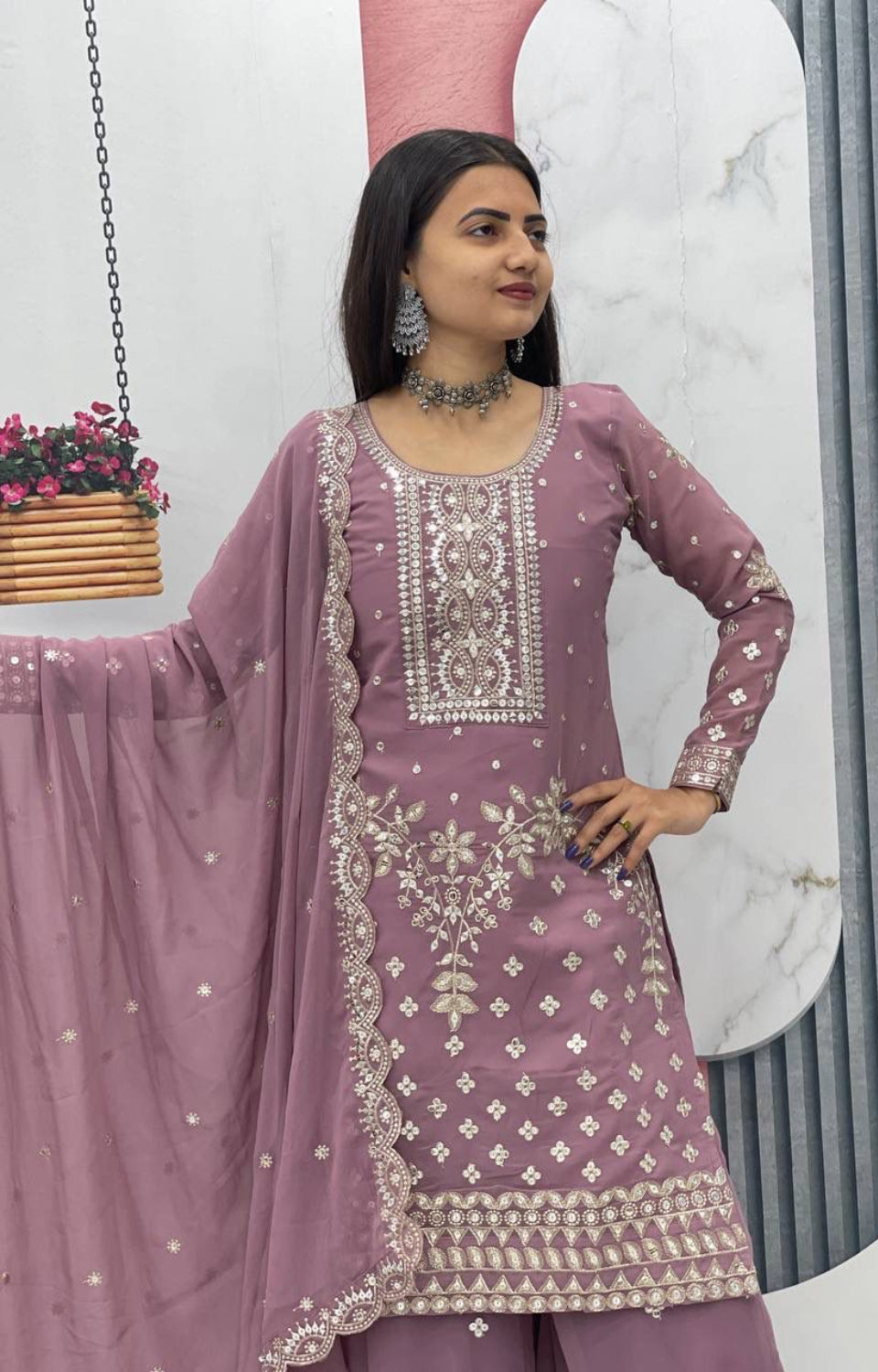 Designer Party Wear Top Plazzo & Dupatta Set👗*