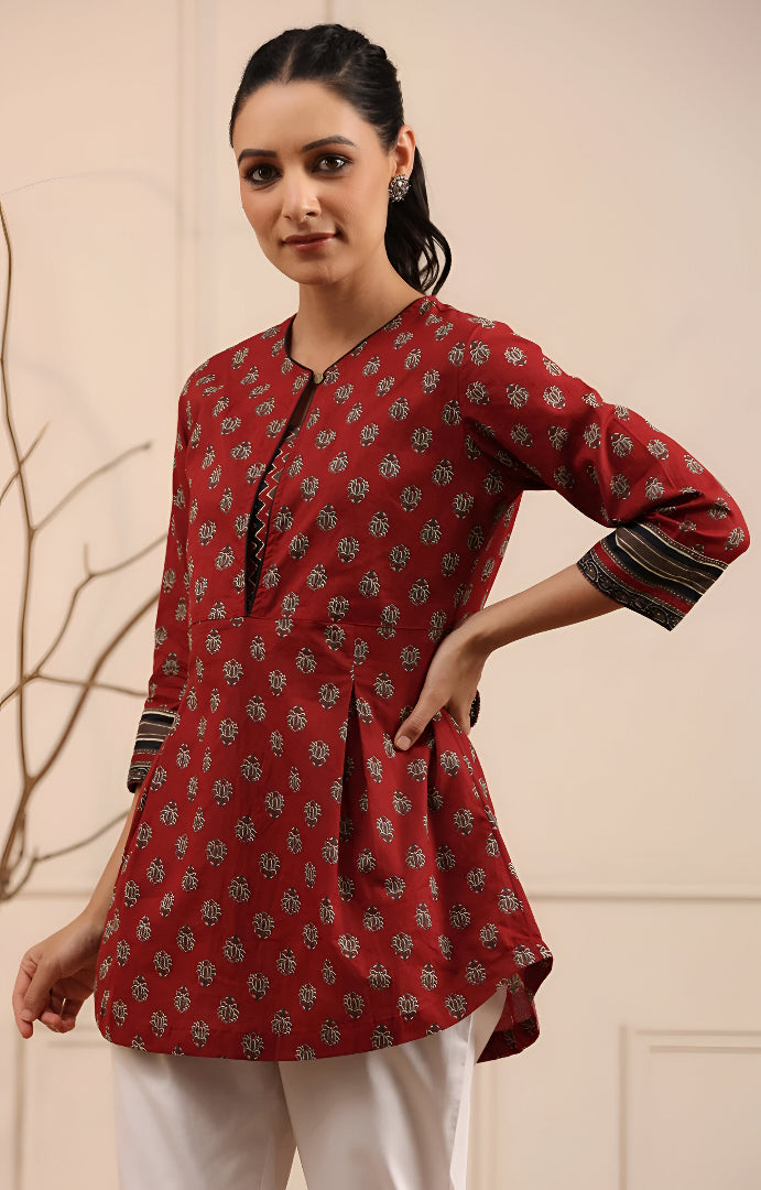 Maroon Short Kurti For Women
