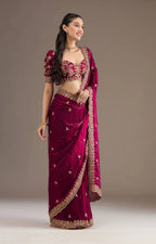 Heavy Fandy Satin Silk Bridal Saree With Fancy Dori Zari & Sequence Work