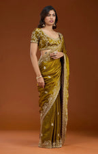 Luxury Fandy Satin Silk Saree with Fancy Cutwork & Zari Blouse