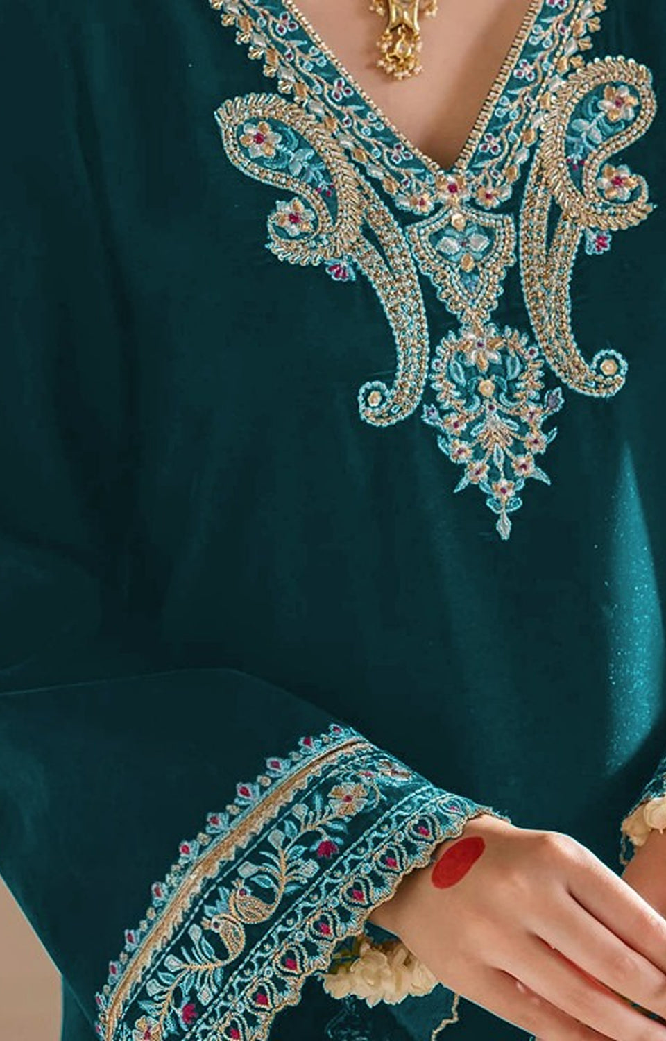 Embroidered Kurta With Bottom And Dupatta 🌙