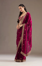 Heavy Fandy Satin Silk Bridal Saree With Fancy Dori Zari & Sequence Work