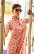 🥻 New Trending Ready-to-Wear Chinon Saree with Fully Embroidered Stylish Blouse 🥻