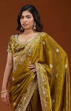 Luxury Fandy Satin Silk Saree with Fancy Cutwork & Zari Blouse