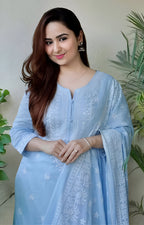 Women Floral Embroidered Kurta with Trousers & Dupatta