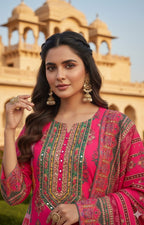 Pink Readymade Suit with Schiffli Mirror & Handwork – Perfect Festive Elegance ✨