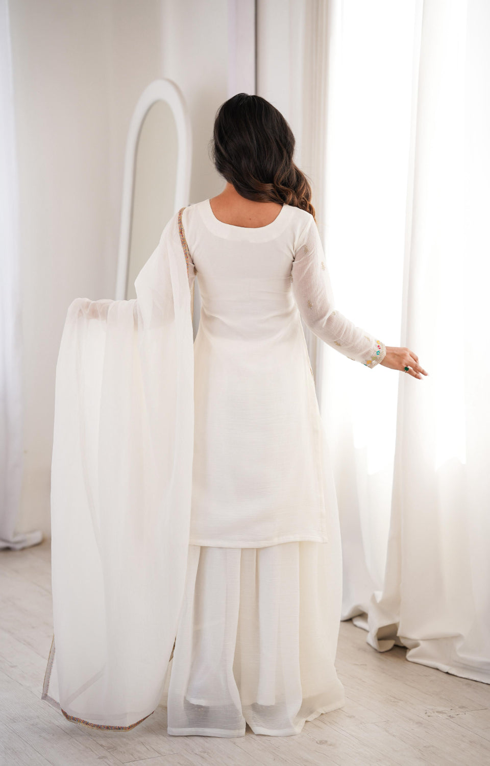 PURE SOFT CRUNCHY SILK FABRIC TOP, SHARARA WITH DUPATTA SET 🌟