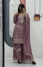 Designer Party Wear Top Plazzo & Dupatta Set👗*