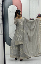 Designer Party Wear Top Plazzo & Dupatta Set👗*