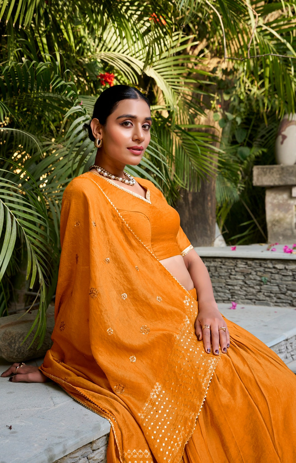 Pure Chanderi Lehenga with Zari Border & Sequin With Dupatta 💓