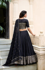 Pure Chanderi Lehenga with Zari Border & Sequin With Dupatta 💓