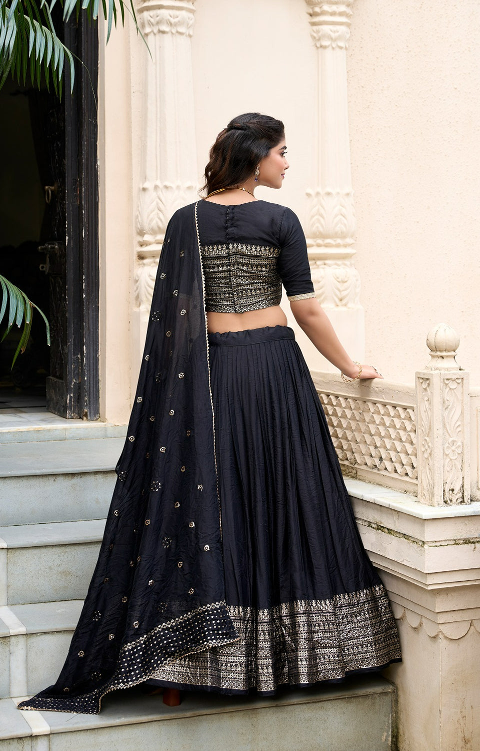 Pure Chanderi Lehenga with Zari Border & Sequin With Dupatta 💓