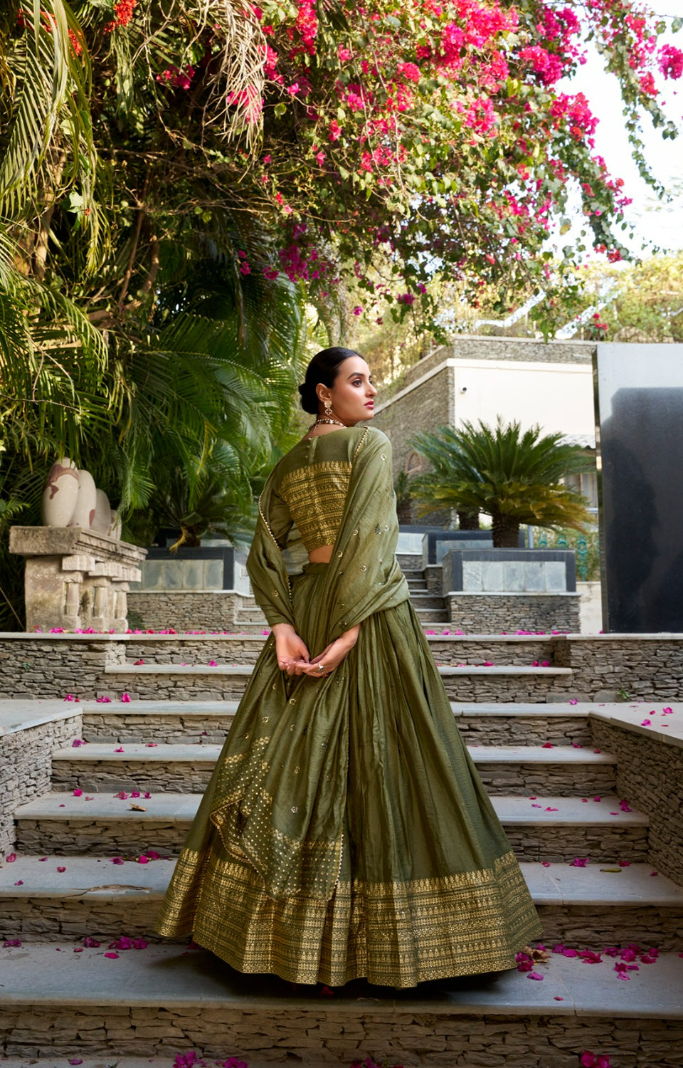 Pure Chanderi Lehenga with Zari Border & Sequin With Dupatta 💓