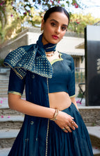 Pure Chanderi Lehenga with Zari Border & Sequin With Dupatta 💓